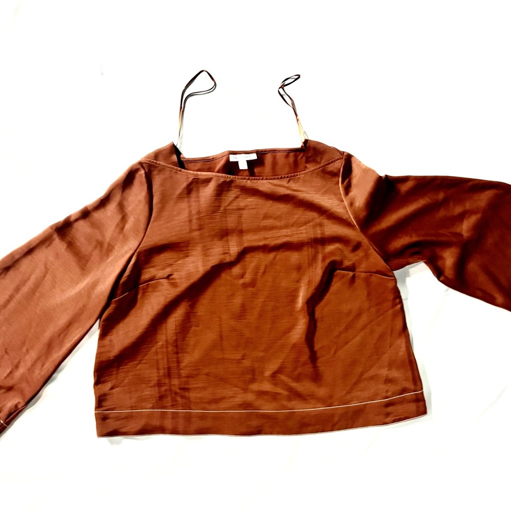 Prologue Orange Long Sleeve Crop Blouse